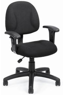 Thick Padded Seat And Back Task Chair With Arm - Black