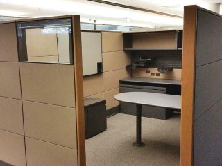 Herman Miller Ethospace cubicle in tan and grey